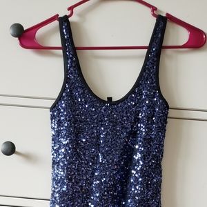 Blue Sequined Cocktail Dress